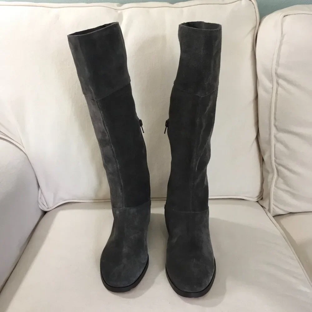 Sole Society Carlie Gray Suede Leather Boots NWOT